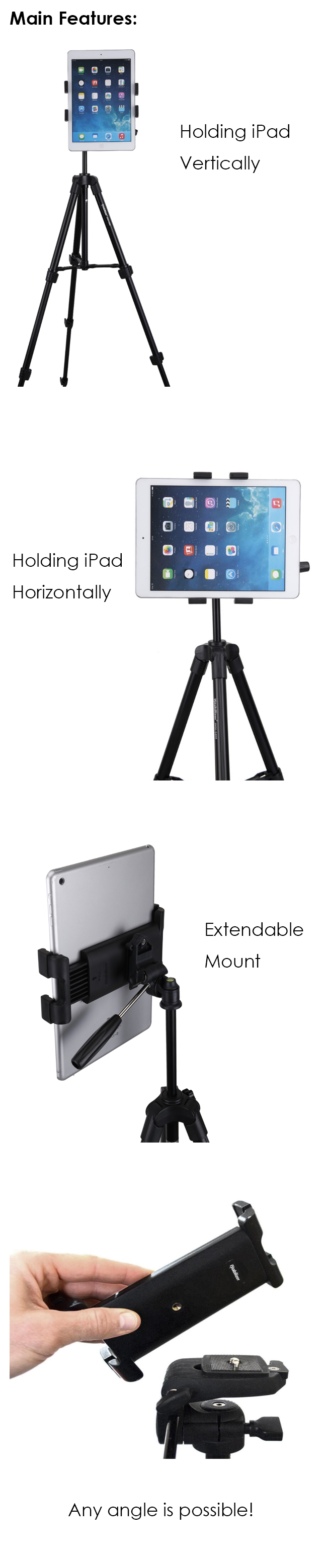 iPad Tripod Mount (tripod not included)_iPad/Tablet Tripod Stands